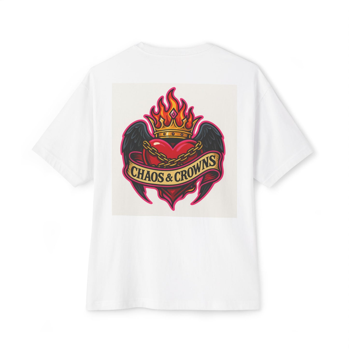 Chaos & Crowns Oversized Boxy Tee, Unisex Graphic T-Shirt, Casual Everyday Wear, Trendy Streetwear, Unique Gift Idea
