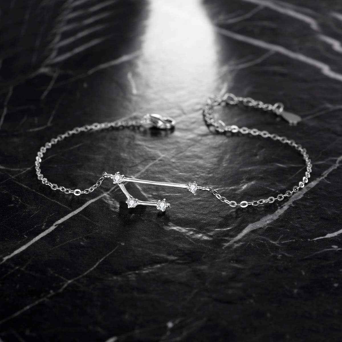 925 Sterling Silver Zodiac Constellation Link Bracelet – CZ Astrology Charms