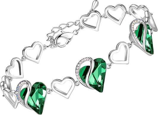 âForever & Alwaysâ Infinity Heart Birthstone Bracelet â Silver Tone with Healing Crystal