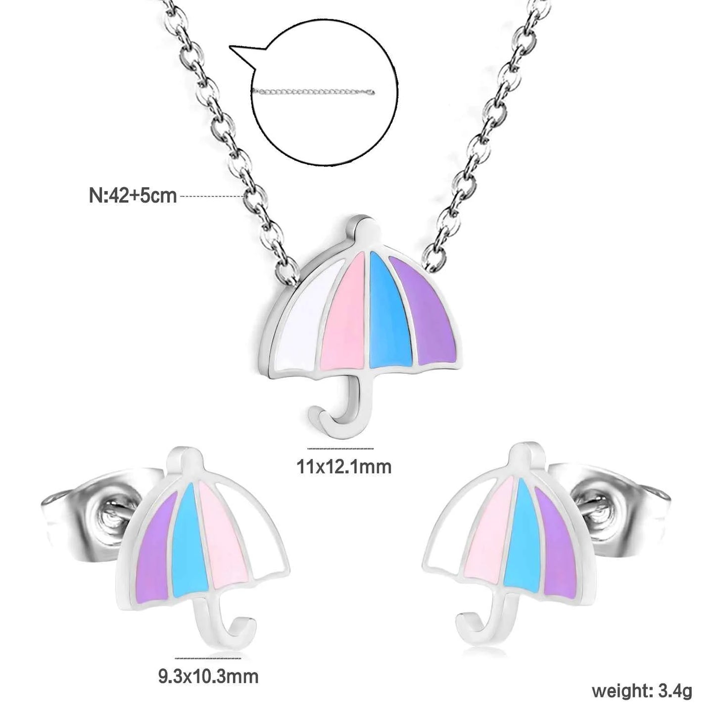 LUXUKISSKIDS Cute Girls Favor Jewelry Set Pink/Blue Color Six Petal Flower Drip-Oil Necklace Earrings Romantic Birthday Gifts