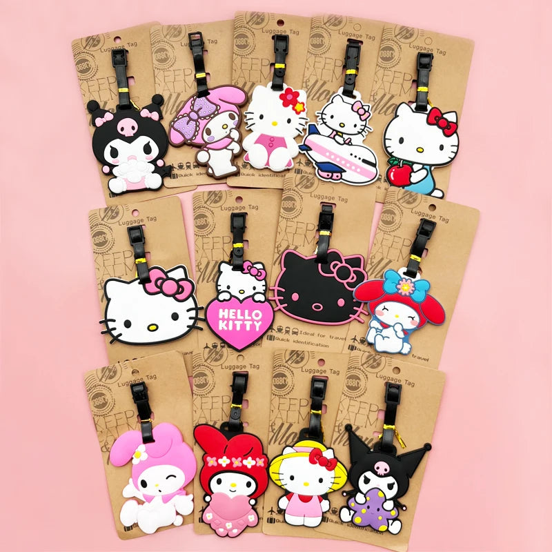 Hello Kitty Luggage Label Cute My Melody Luggage Tag Cartoon Suitcase ID Address Holder Baggage Boarding Portable DM Beauty