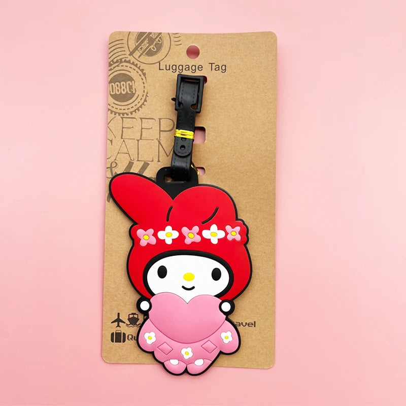 Hello Kitty Luggage Label Cute My Melody Luggage Tag Cartoon Suitcase ID Address Holder Baggage Boarding Portable DM Beauty