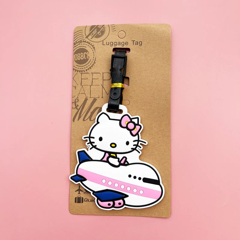 Hello Kitty Luggage Label Cute My Melody Luggage Tag Cartoon Suitcase ID Address Holder Baggage Boarding Portable DM Beauty