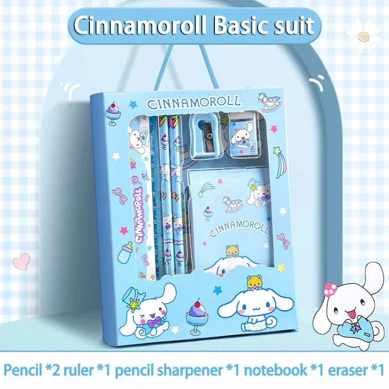 Sanrio 12PCS Kuromi Stationery Set Cinnamoroll My Melody Pencils Erasers Rulers Student School Supplies Study Stationery Gifts DM Beauty