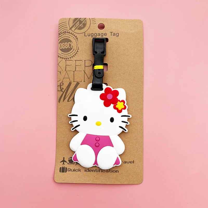 Hello Kitty Luggage Label Cute My Melody Luggage Tag Cartoon Suitcase ID Address Holder Baggage Boarding Portable DM Beauty