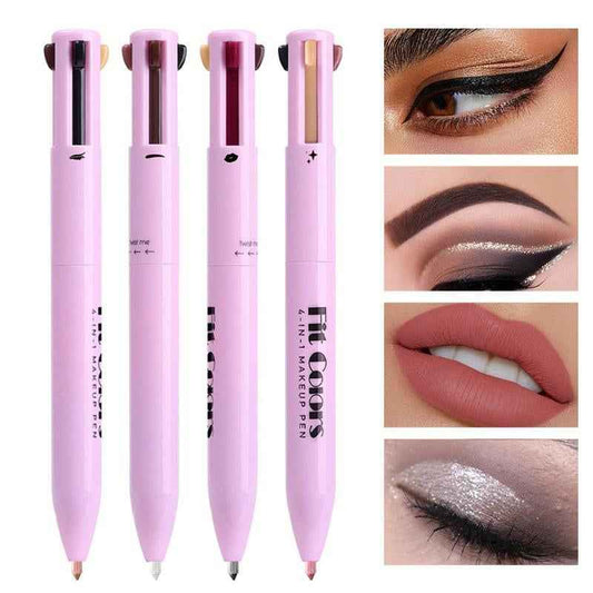 4 in 1 Multi-Function Makeup Pen, Compact Travel Eyeliner, Lip Liner, Eyebrow Pencil, Highlighter Eyeshadow Pen, Portable Multi-Function Makeup Set, Summer Gift