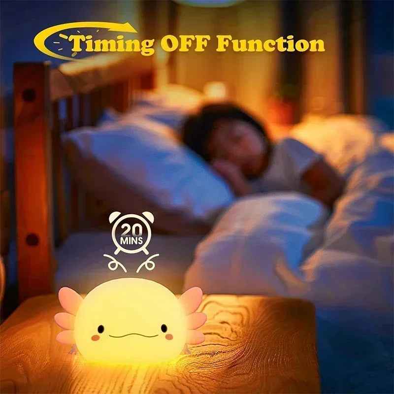 Axolotl Glow Touch Lamp – Silicone Rechargeable Nightlight