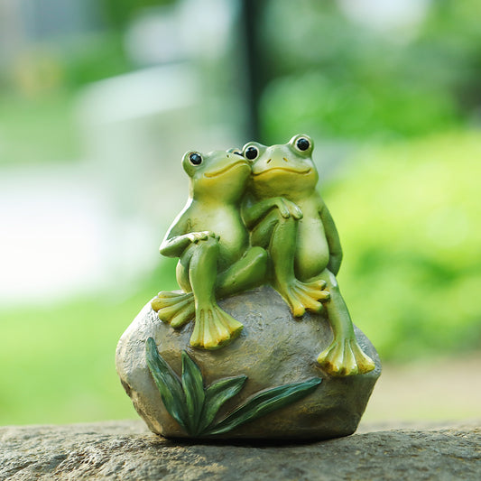 1pc Couple Frog Miniature Statue, For Garden Yard Lawn Porch Balcony Patio Outdoor Decor