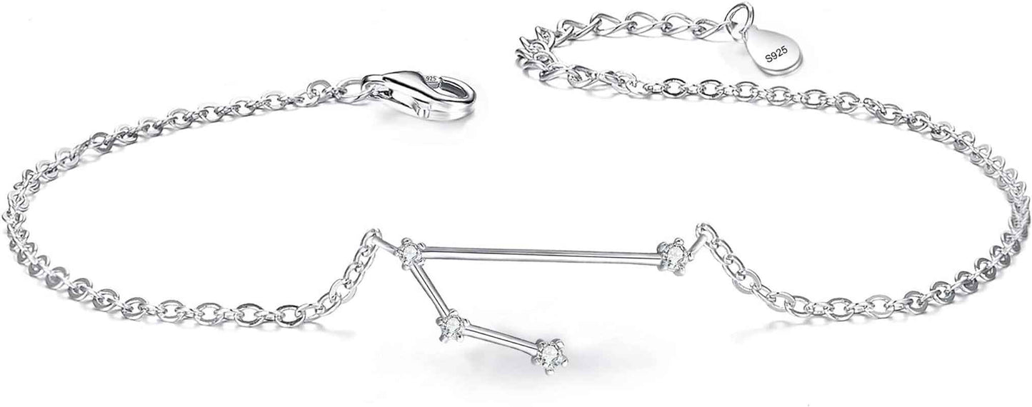 925 Sterling Silver Zodiac Constellation Link Bracelet – CZ Astrology Charms