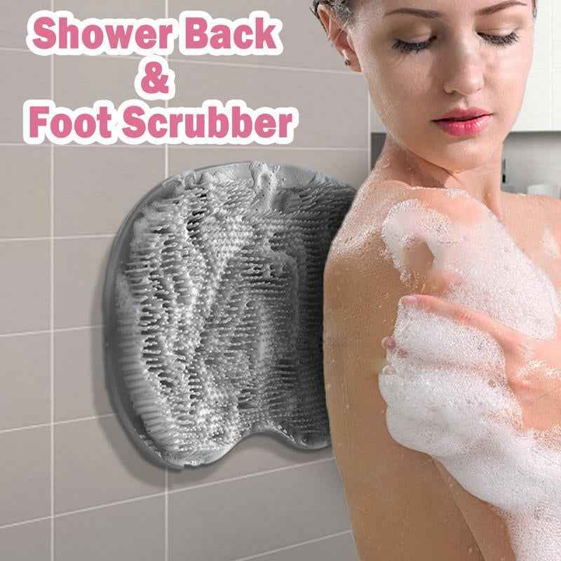 Back to School Shop Natural Sponge Accessories, Practical, Silicone Shower Foot Cleaning Mat with Wall Mounted Suction Cups, Back and Foot Cleaning Mat, Bathroom Bath Products