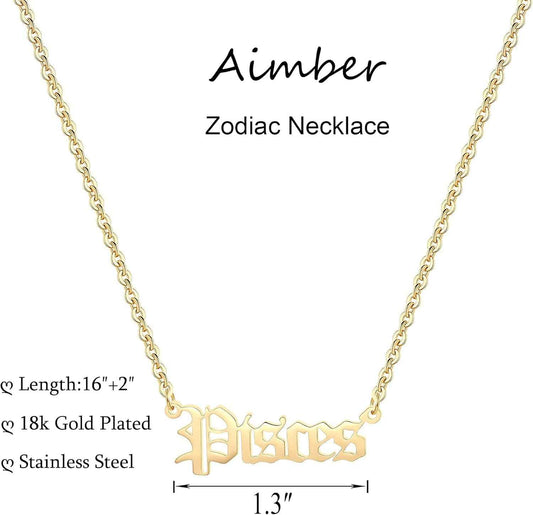 18K Gold Plated Astrology Necklace for Women Jewelry,12 Zodiac Pendant Horoscope Constellations Necklace