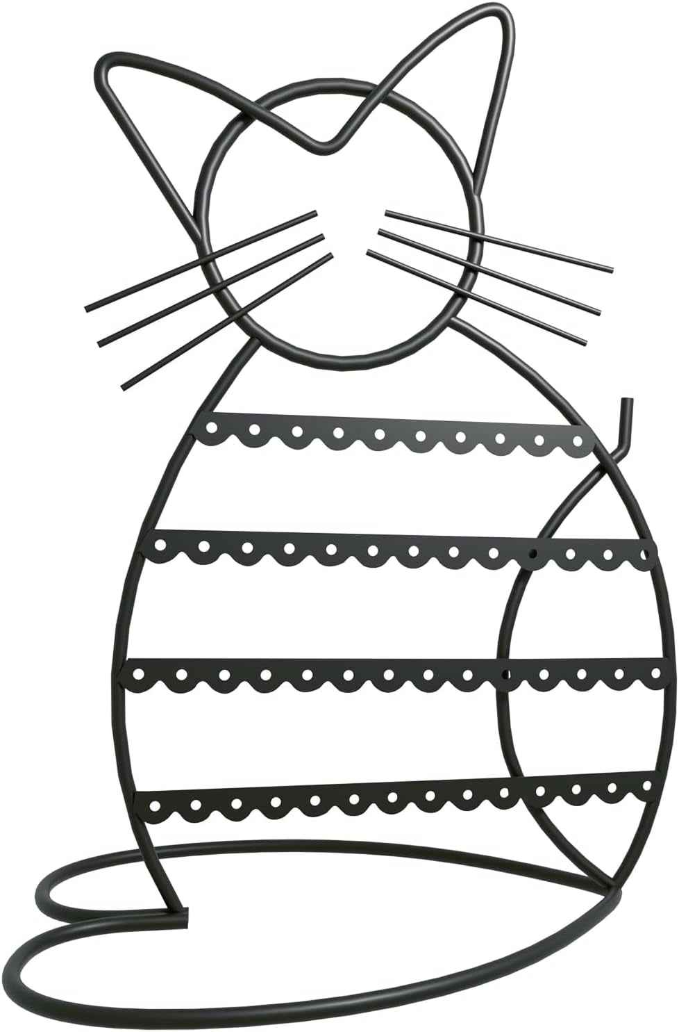 Meow‑tastic Cat Earring Stand – 48‑Hole Black Jewelry Organizer
