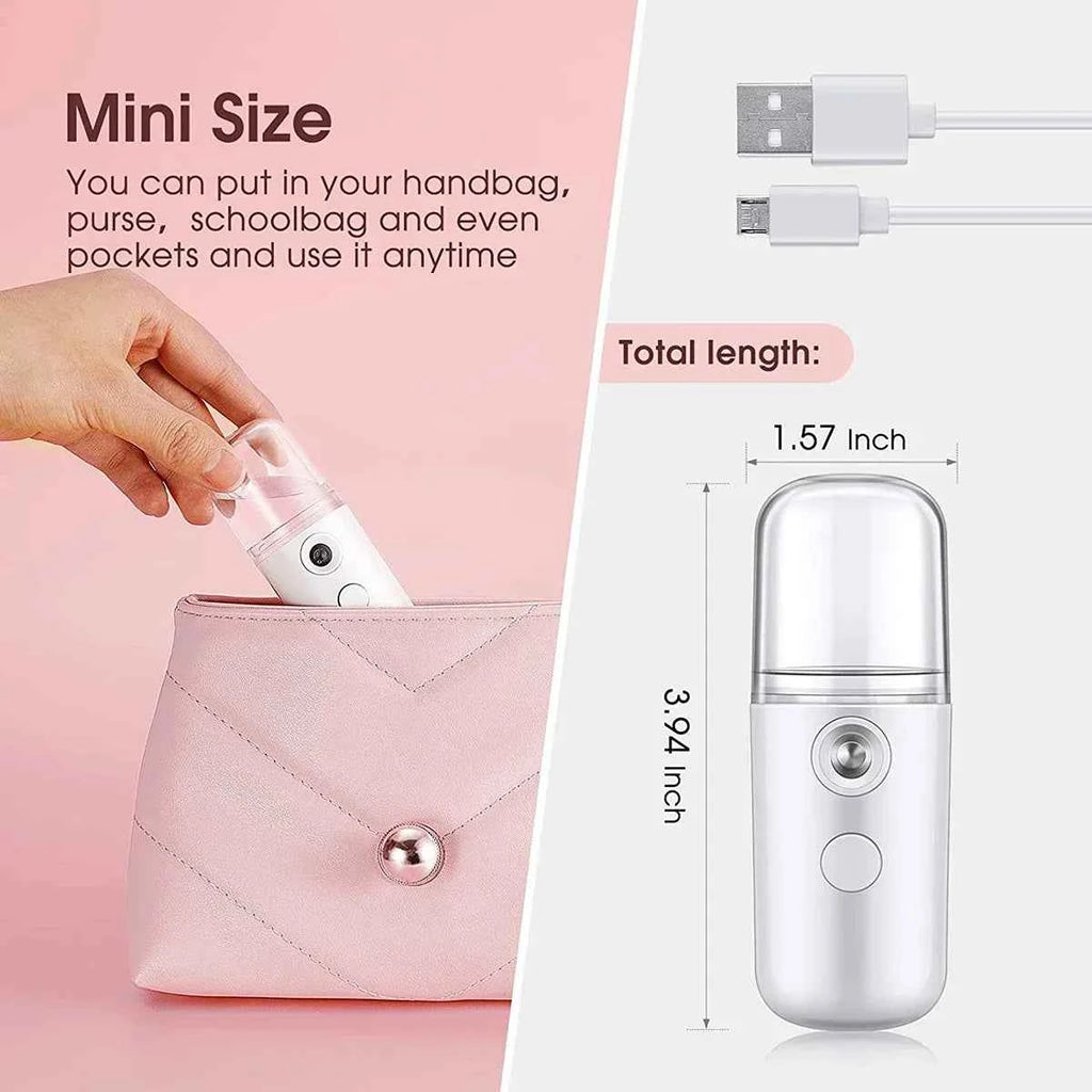Mist & Glow USB Nano Face Sprayer – Portable 30 mL Facial Steamer