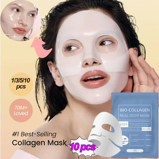 1/3/5/10PCS Bio Collagen Face Mask Anti Wrinkle Fade Face Fine Line Lift Firm Skin Anti-Aging Brighten SkinCare Korean Cosmetics
