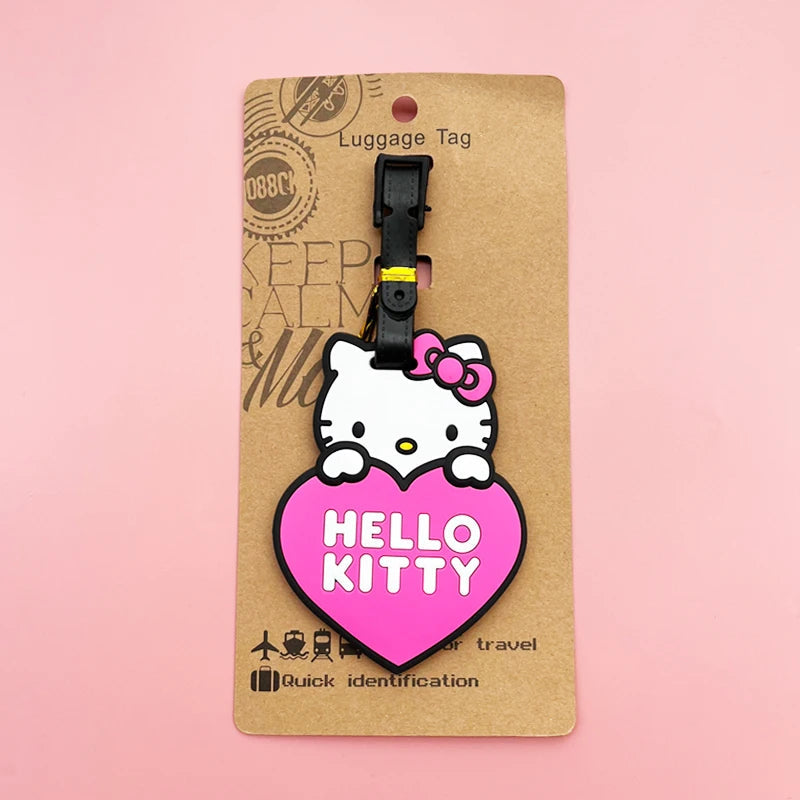 Hello Kitty Luggage Label Cute My Melody Luggage Tag Cartoon Suitcase ID Address Holder Baggage Boarding Portable DM Beauty