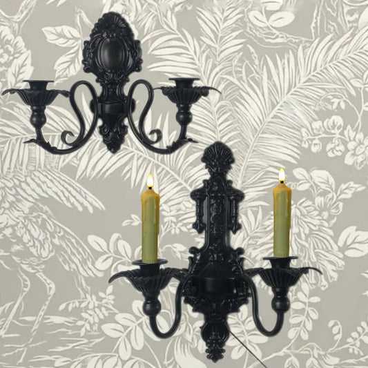 Vintage Gothic Wall Sconces – Cast Iron Wall-Mounted Candle Holders