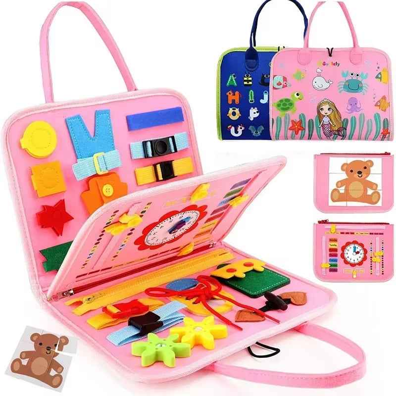 Montessori Travel Busy Book – Felt Sensory Activity & Quiet Learning