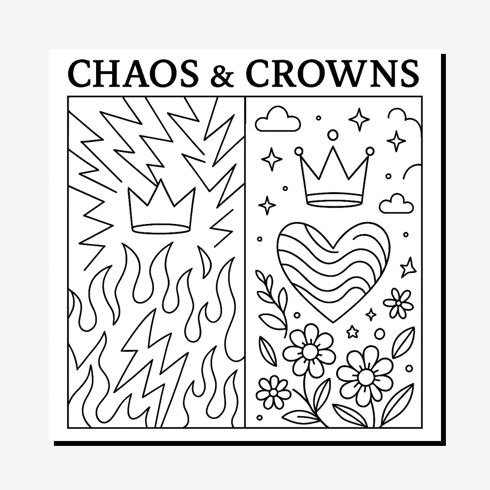 Chaos & Calm: Self-Care Split-Theme Coloring Book (7 PDF Pages, Autism-Friendly) DM Beauty